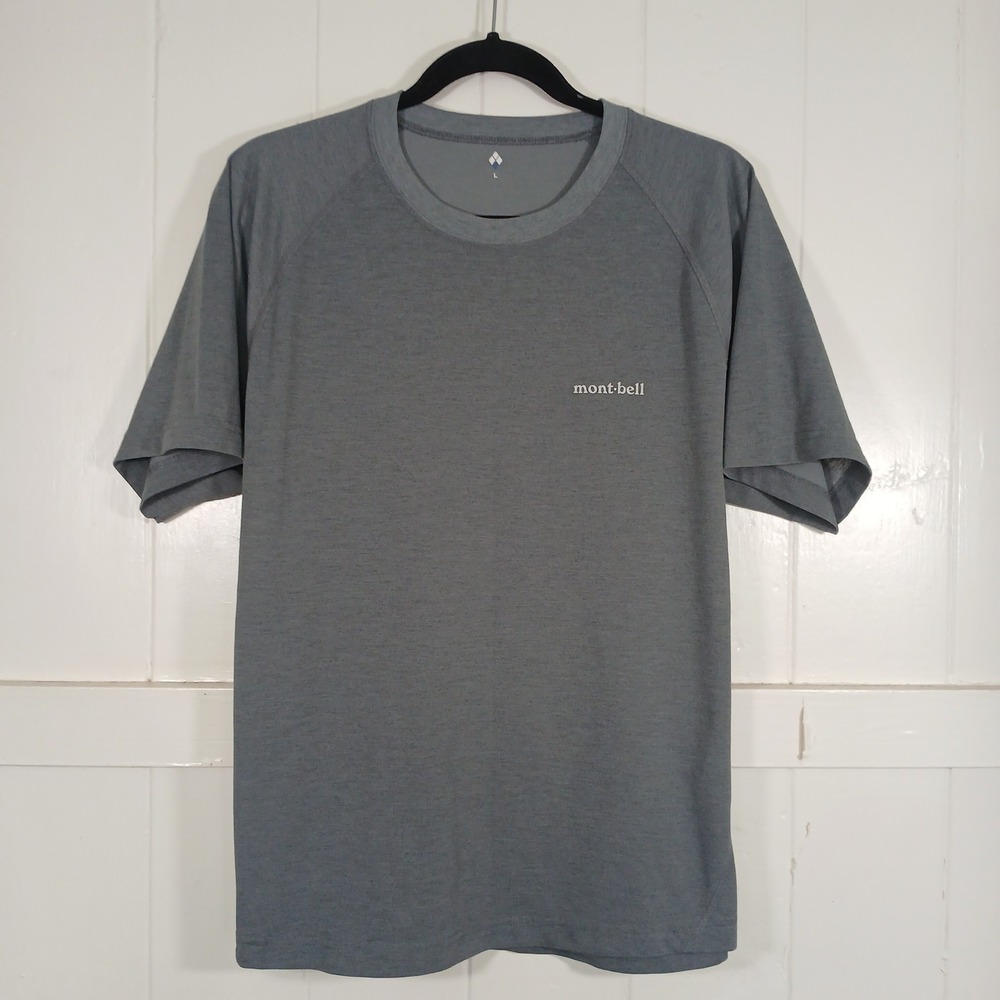 Montbell Wickron T-Shirt Mens Large Gray Short Sleeve Hiking Performance 1114691
